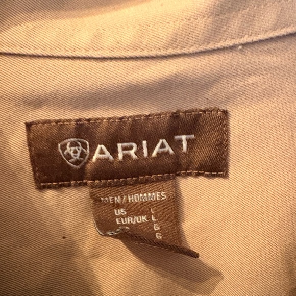 Ariat Men's Button Down Tan Shirt - Picture 2 of 4